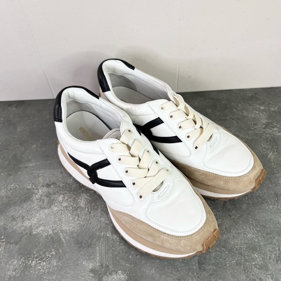 Veronica beard Valentina sneaker white black tan leather suede size 9.5 - Picture 4 of 11